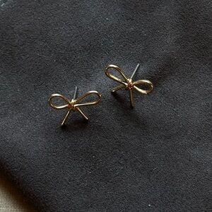 Gold Bow Stud Earrings